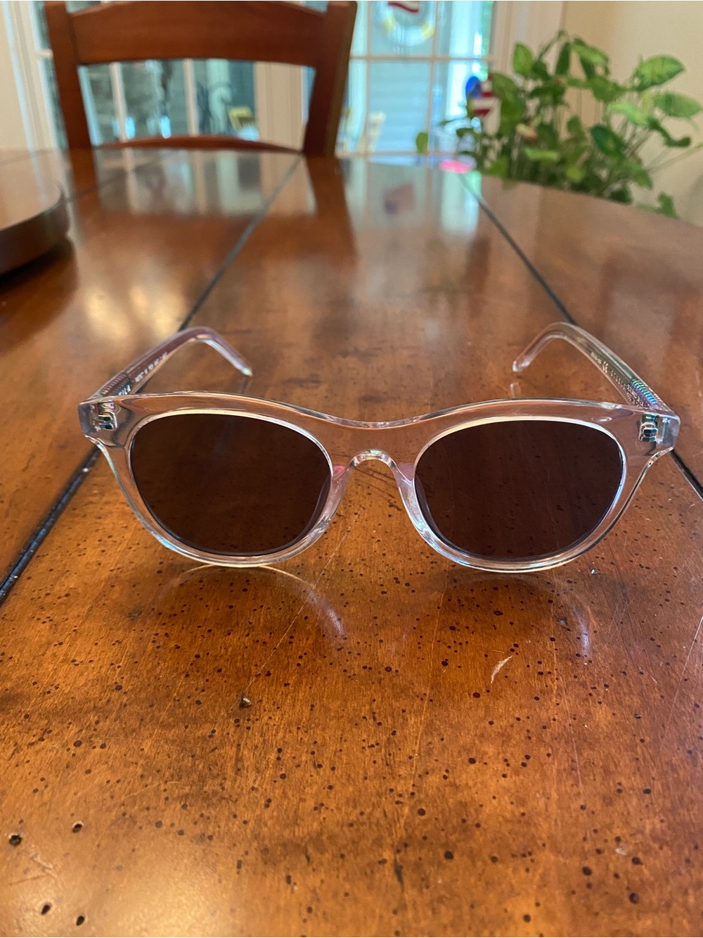 Akila Clear Frame Sunglasses with Dark Lenses.